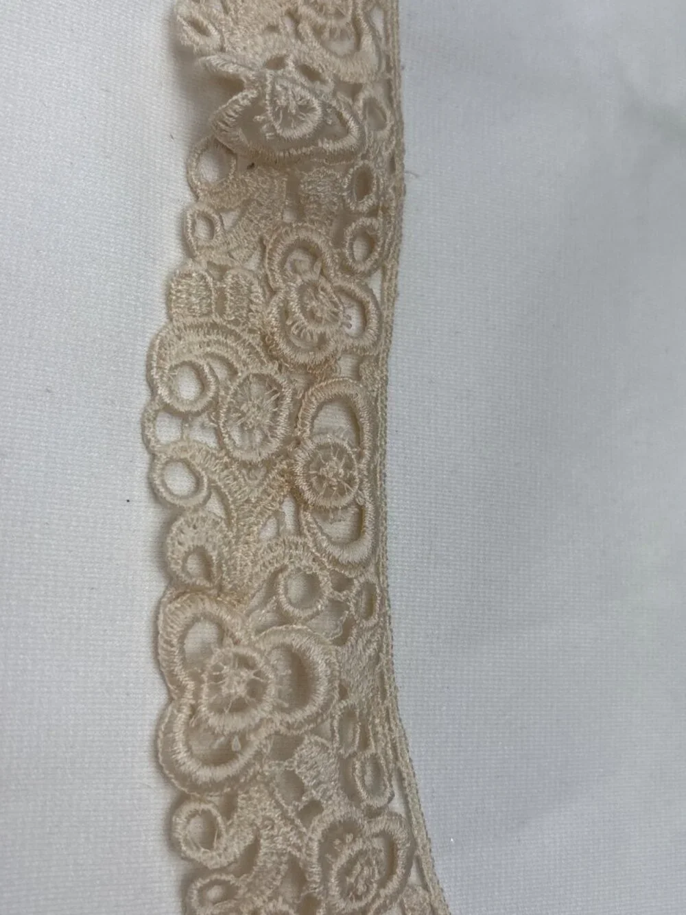 Floral Lace Trim Beige 1.5